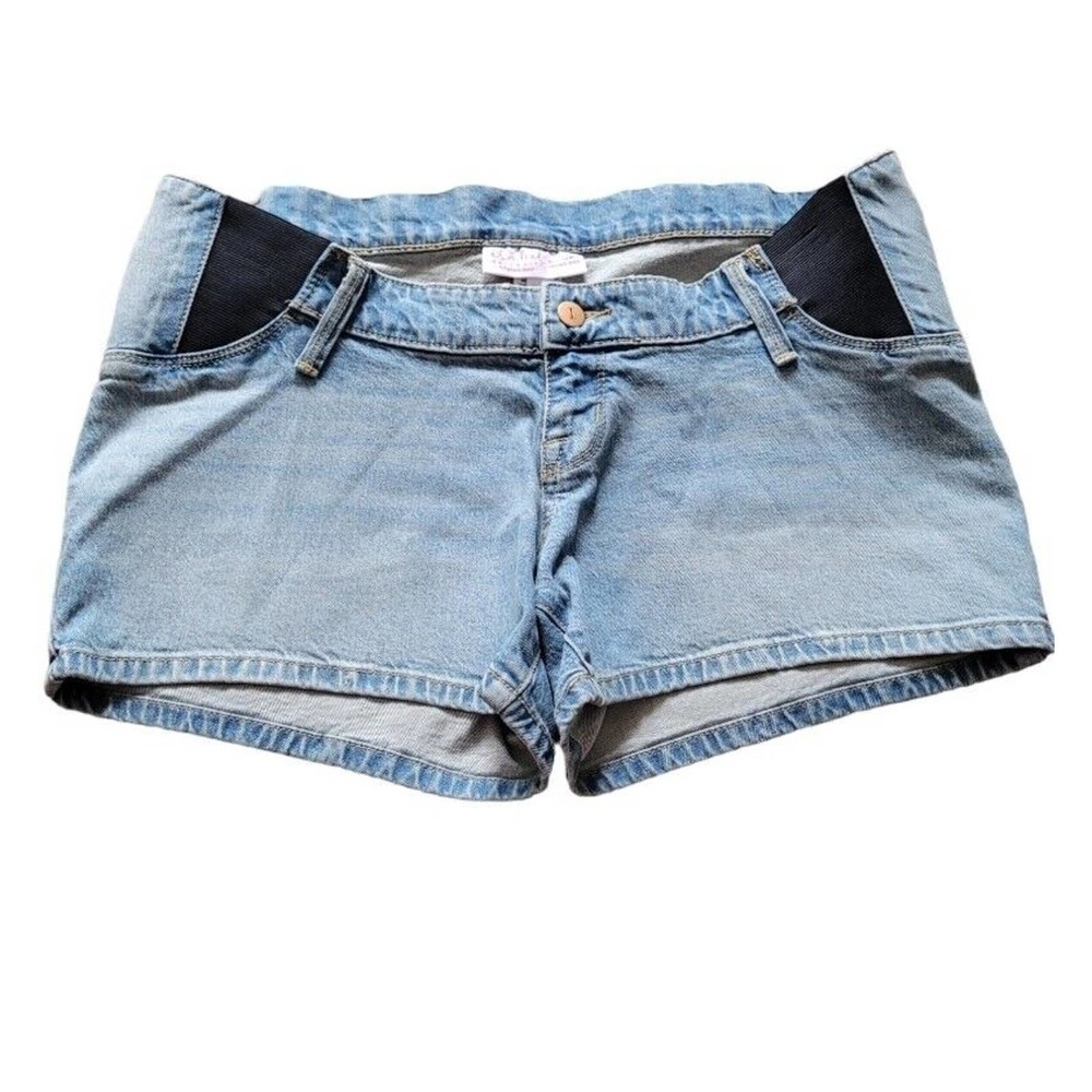 Isabel Maternity Side Panel Midi Pre-Maternity Denim Jean Shorts Size 6